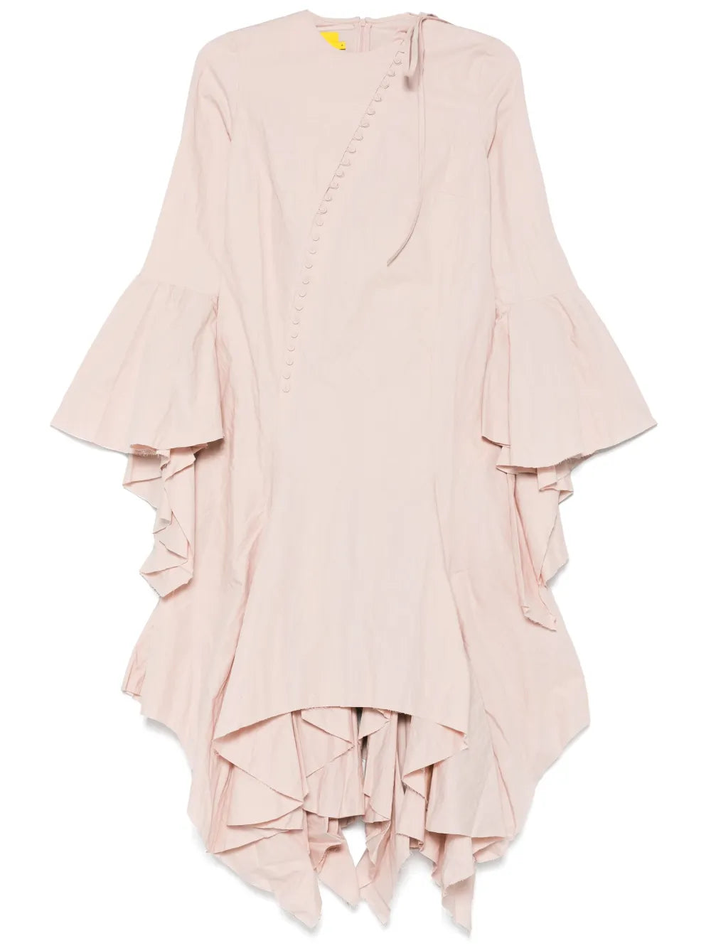 Asymmetric Frilled-Sleeves Midi Dress