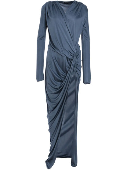 V-Neck Draped Maxi Dress