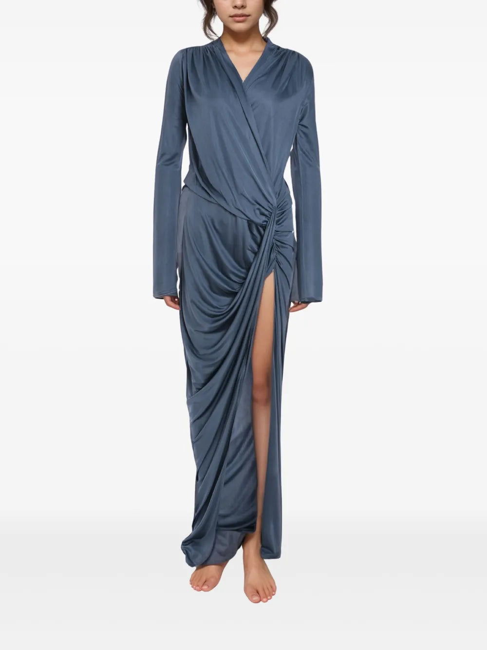 V-Neck Draped Maxi Dress