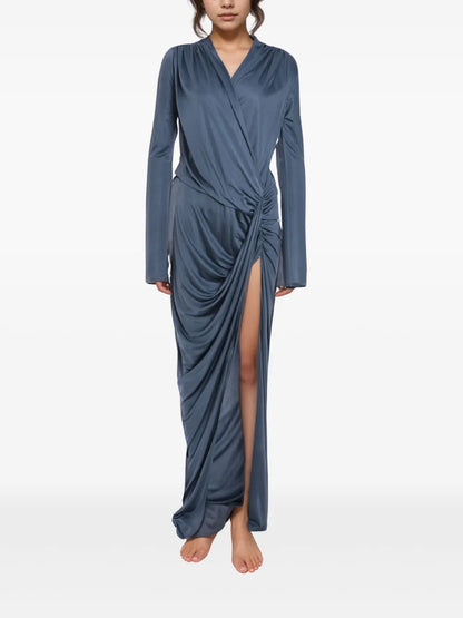 V-Neck Draped Maxi Dress