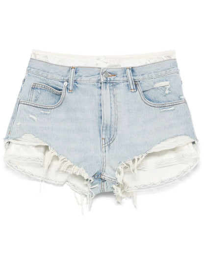 Cutoff Silk-Layer Shorts
