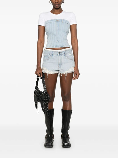 Cutoff Silk-Layer Shorts