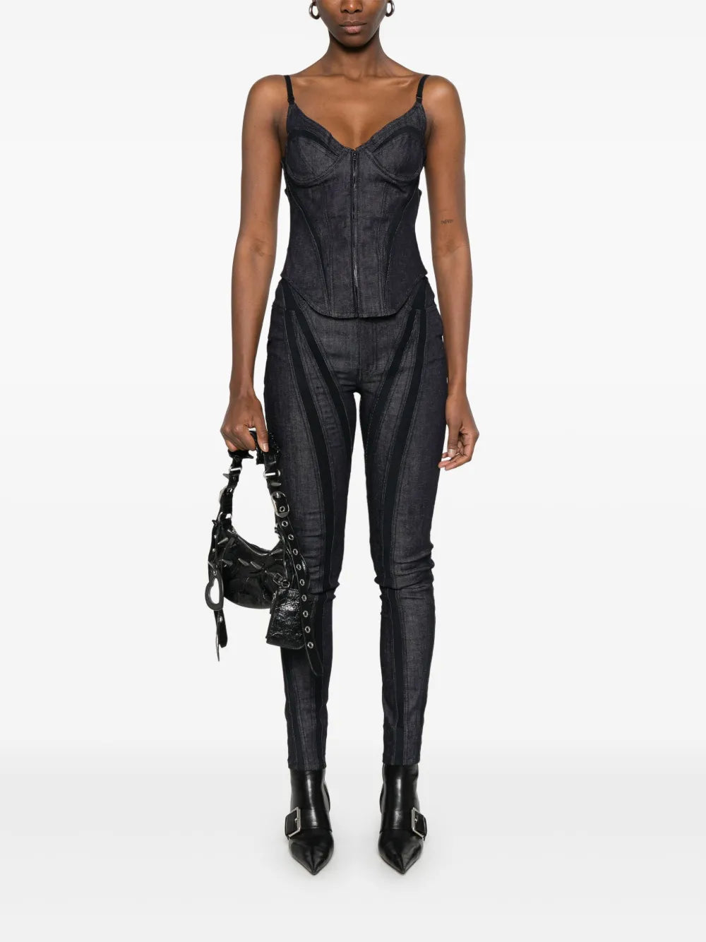 Mesh-Panel Skinny Jeans