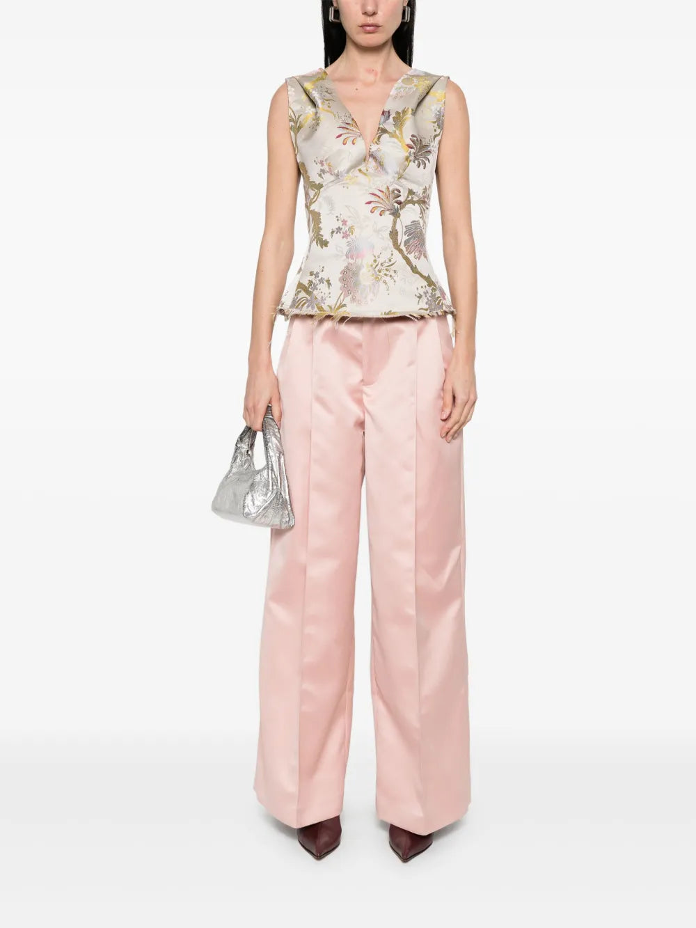 Duchesse-Satin Wide-Leg Trousers