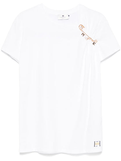 Jewelled-Brooch Jersey T-Shirt