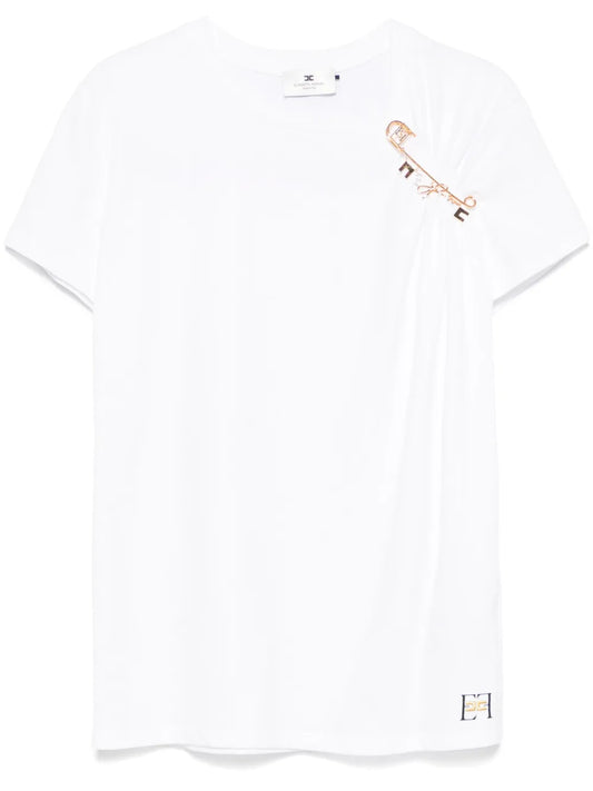 Jewelled-Brooch Jersey T-Shirt