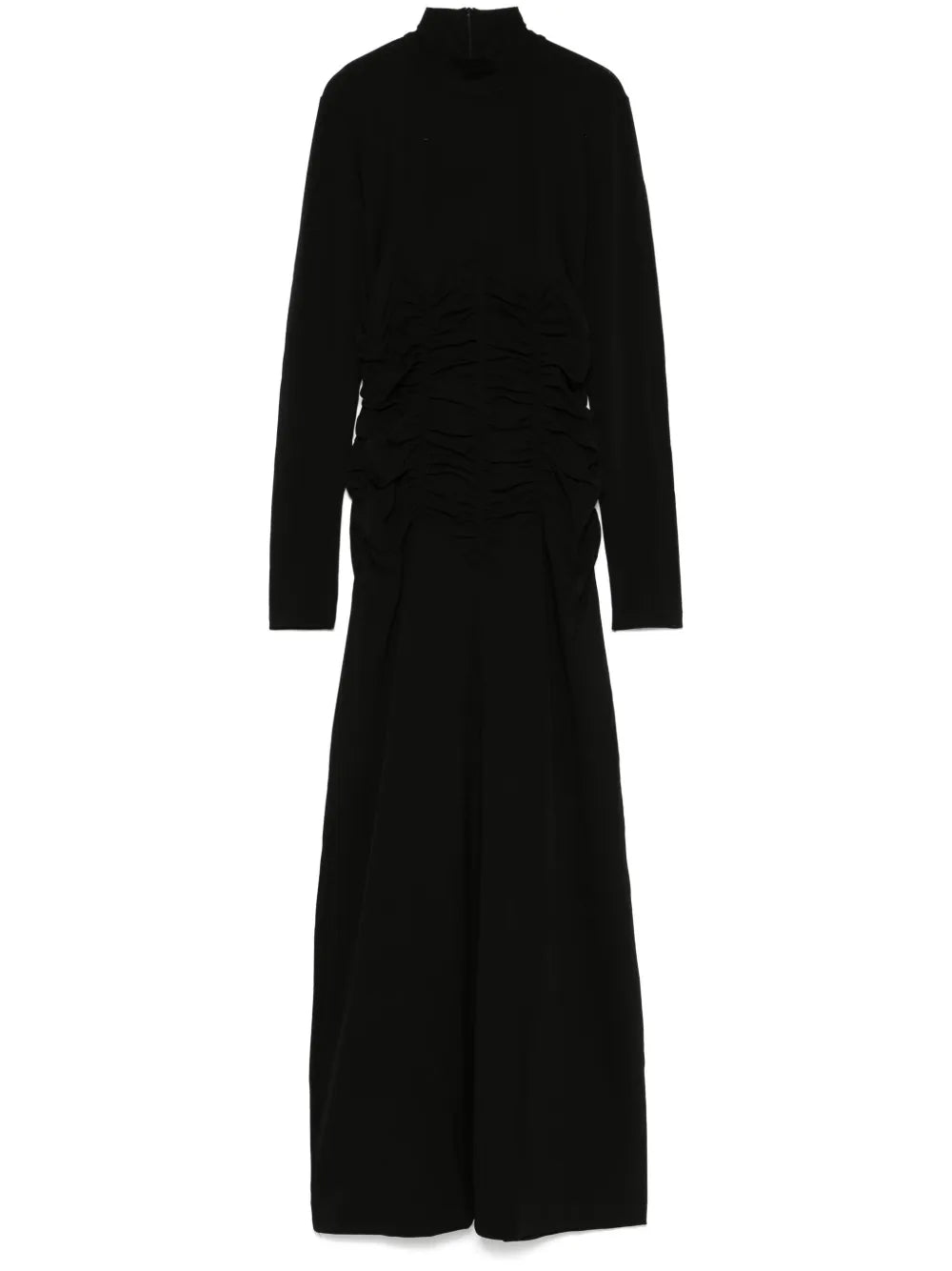 High-Neck Ruched Gown