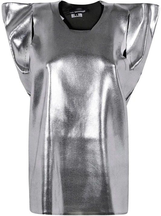 Metallic-Effect Knitted Top