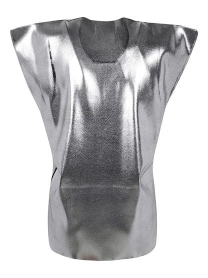 Metallic-Effect Knitted Top