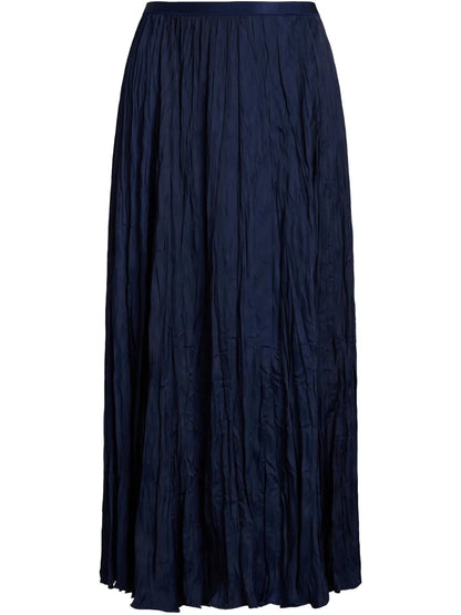 Crinkled A-Line Midi Skirt