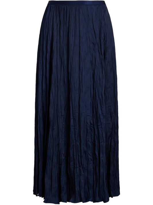 Crinkled A-Line Midi Skirt