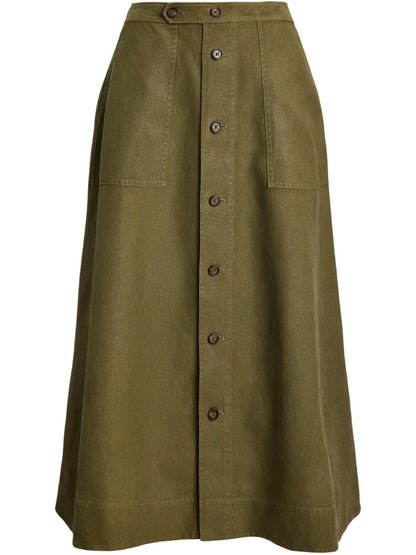 A-Line Hemp Midi Skirt