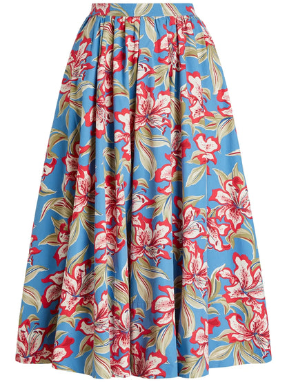 Floral-Print Midi Skirt
