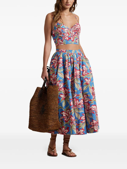 Floral-Print Midi Skirt