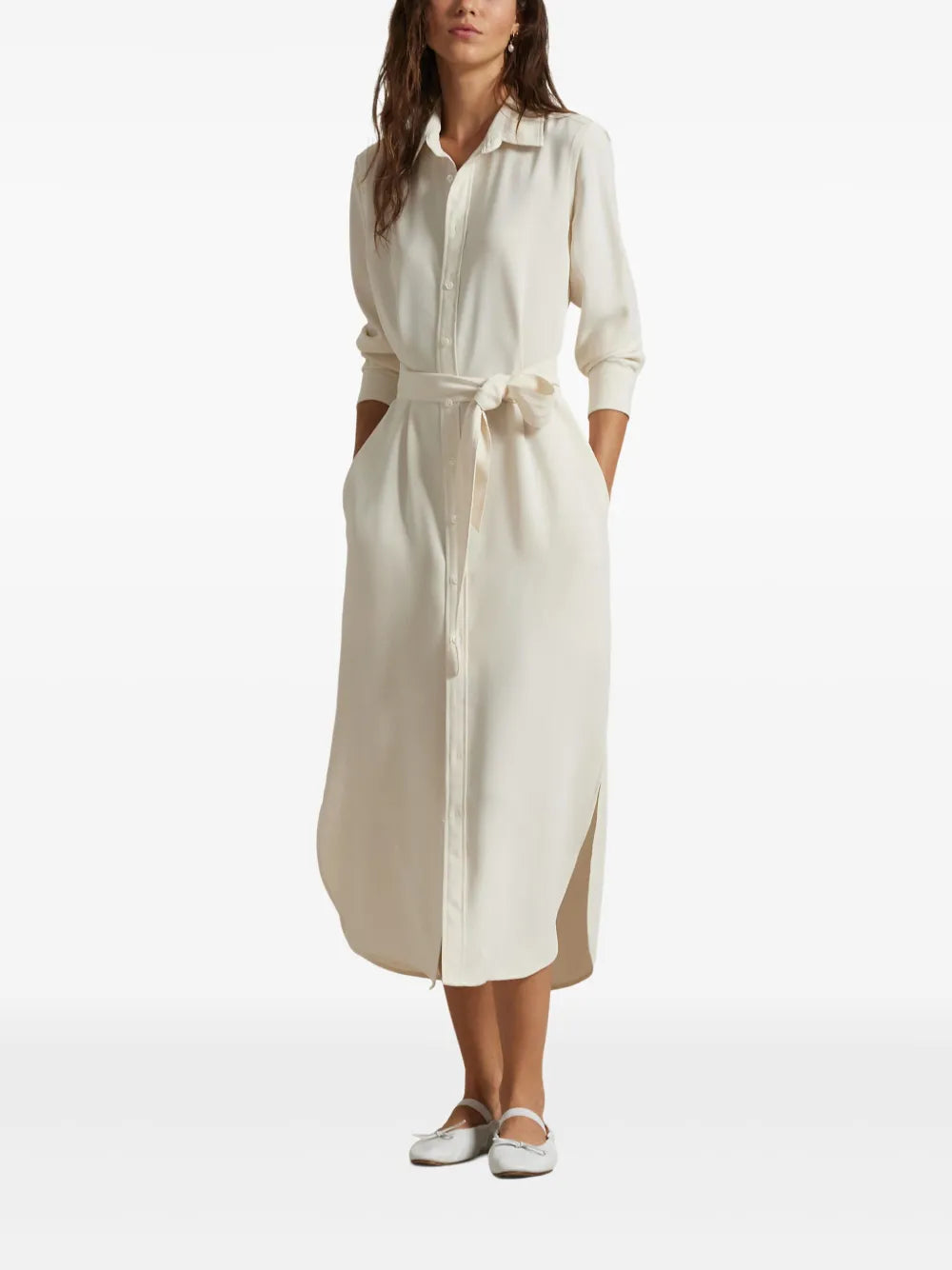 Satin Shirt Midi Dress