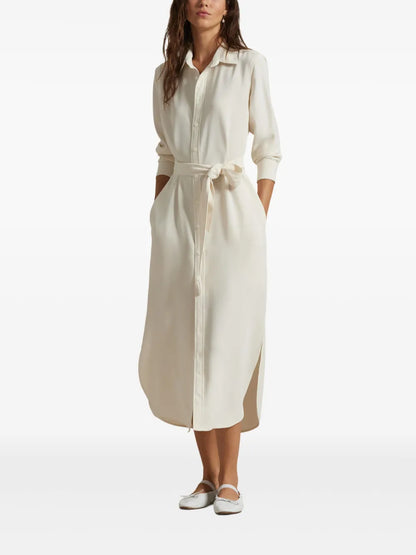 Satin Shirt Midi Dress