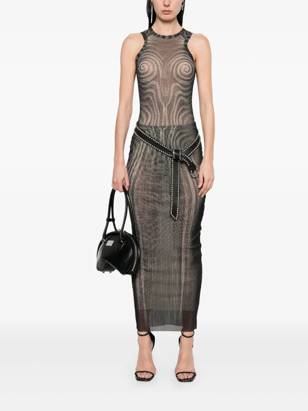 Spiral Mesh Maxi Skirt