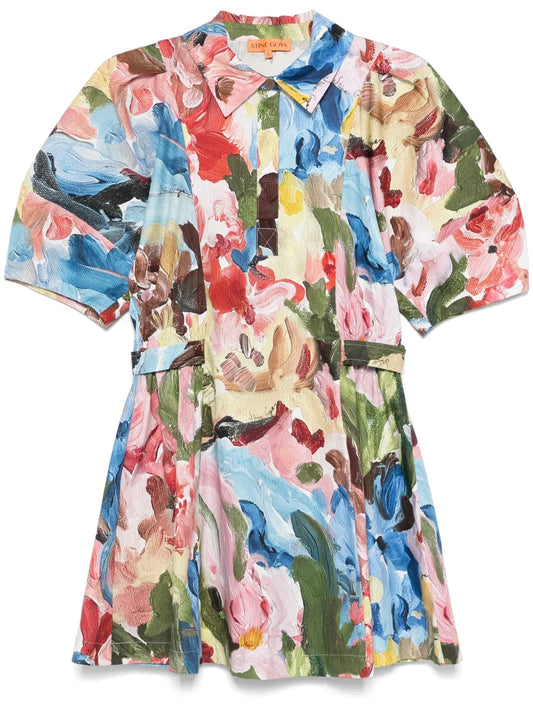 Structured-Sleeve Mini Dress