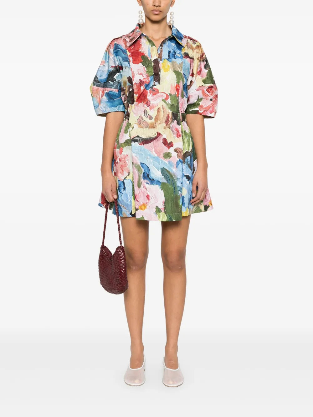 Structured-Sleeve Mini Dress