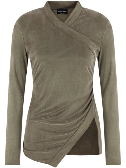 Wrap-Design Jersey Top