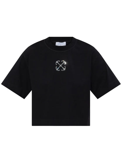 Jewelled-Logo Cropped T-Shirt