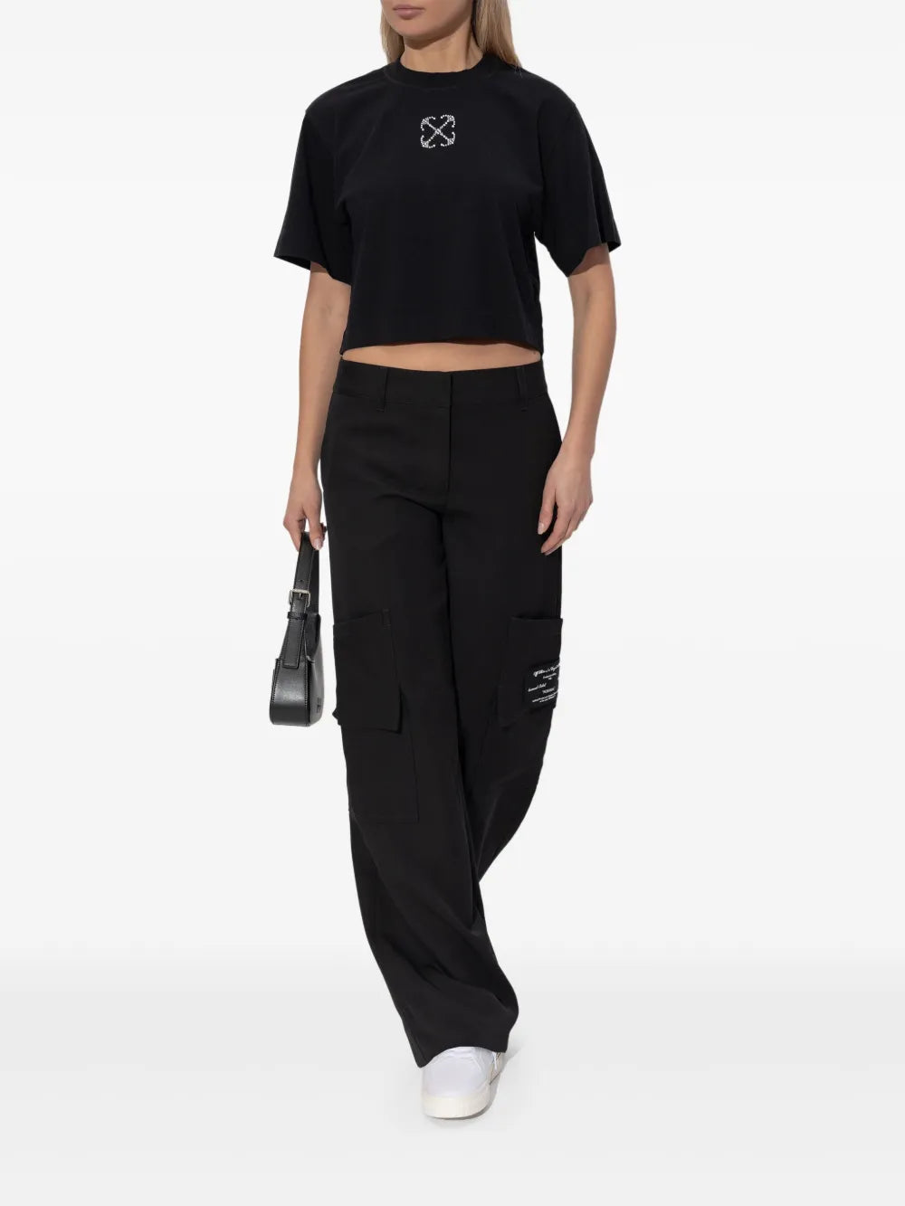 Jewelled-Logo Cropped T-Shirt