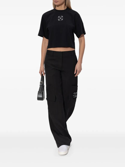 Jewelled-Logo Cropped T-Shirt