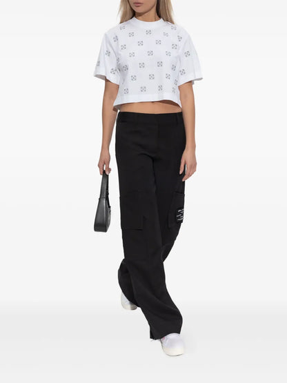 Monogram-Embroidered Cropped T-Shirt