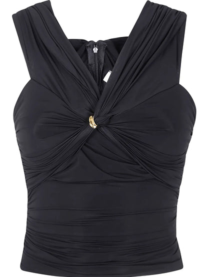 Jewel-Detail Organza Top
