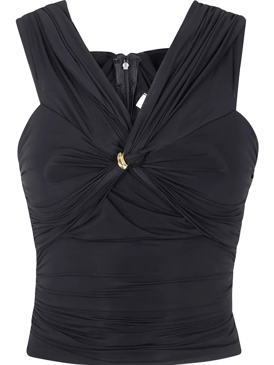 Jewel-Detail Organza Top