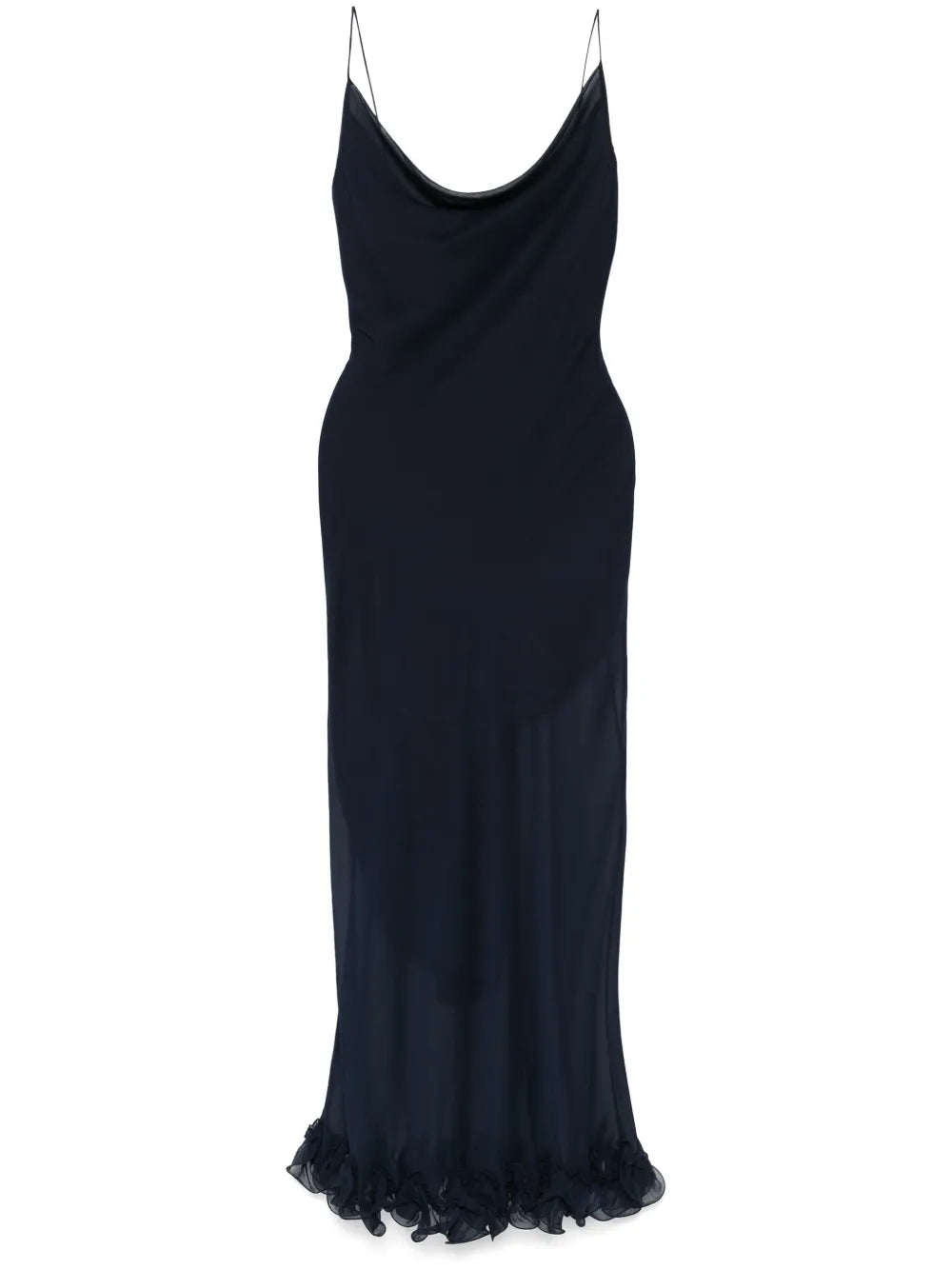 Ruffle-Trim Chiffon Maxi Dress