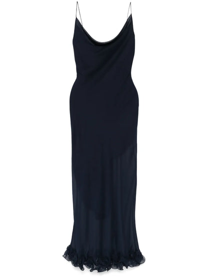 Ruffle-Trim Chiffon Maxi Dress