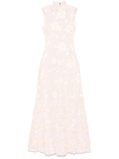 Floral-Mesh Maxi Dress