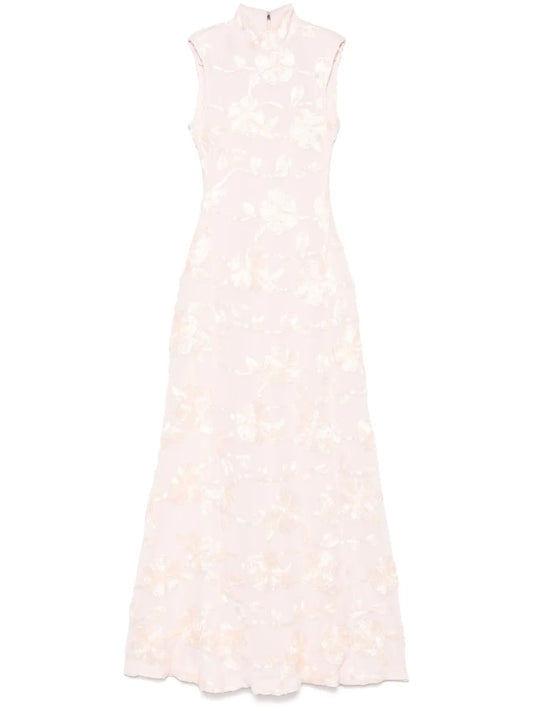 Floral-Mesh Maxi Dress