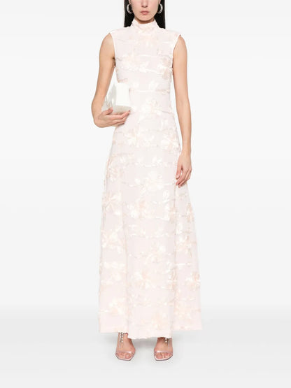 Floral-Mesh Maxi Dress