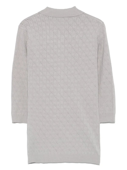 Pointelle-Knit Polo Top