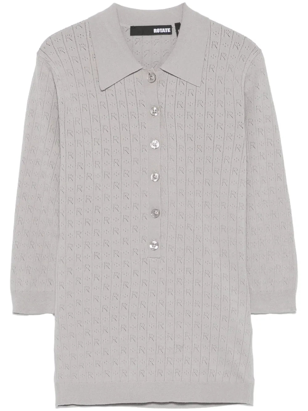 Pointelle-Knit Polo Top