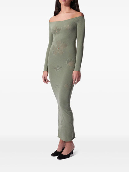 Monogram-Pattern Midi Dress