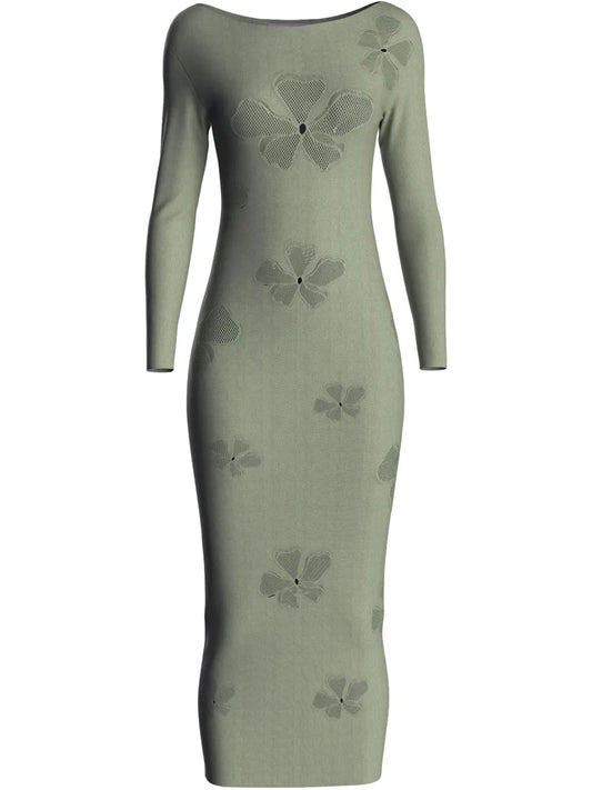 Monogram-Pattern Midi Dress