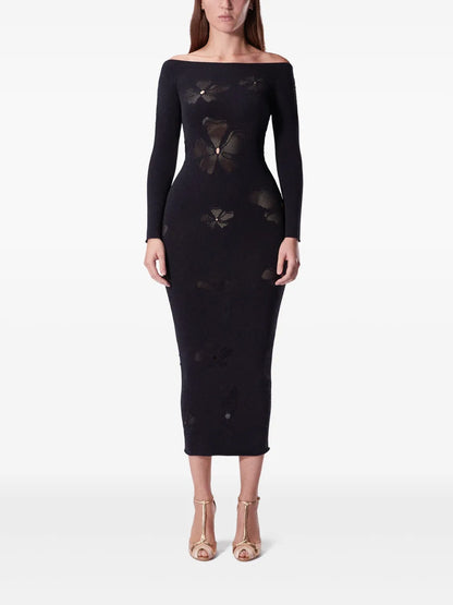 Monogram-Pattern Midi Dress