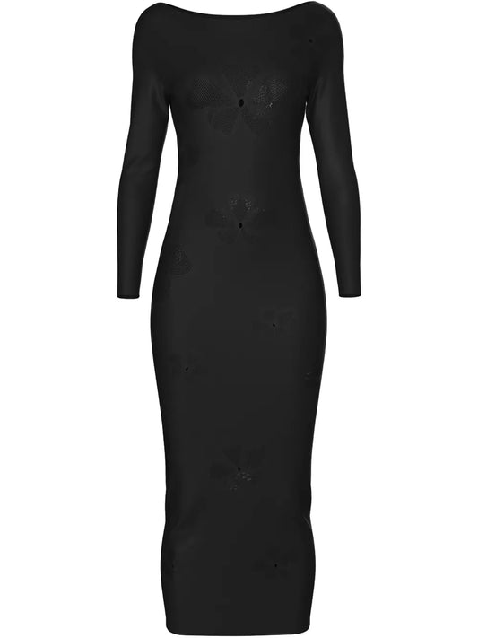 Monogram-Pattern Midi Dress