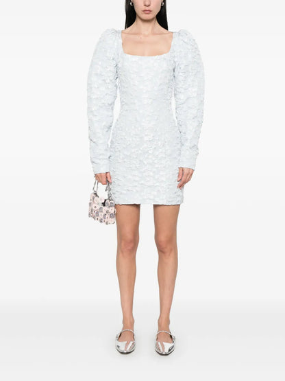 Jacquard Long-Sleeve Mini Dress