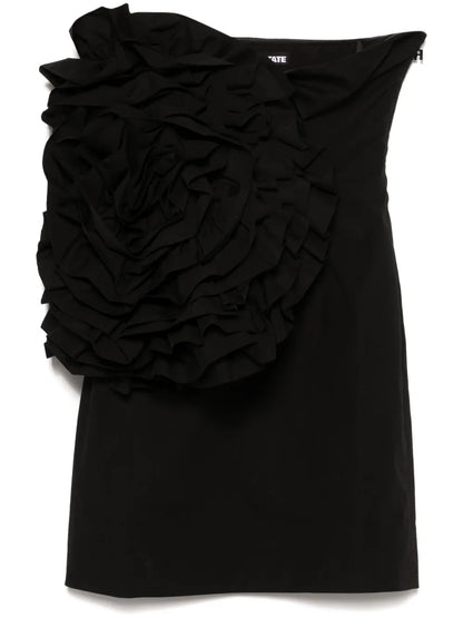 Floral-Appliqué Mini Dress
