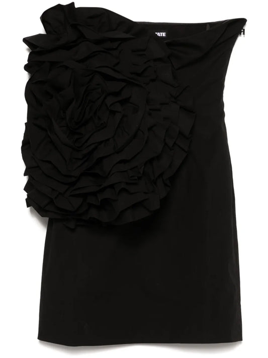 Floral-Appliqué Mini Dress
