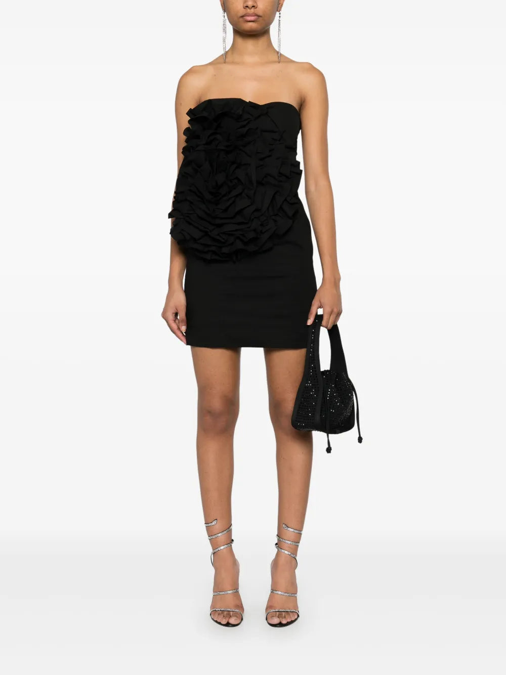 Floral-Appliqué Mini Dress