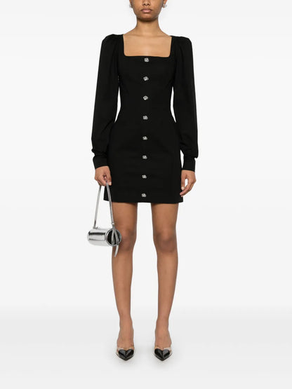 Scoop-Neck Long-Sleeve Mini Dress