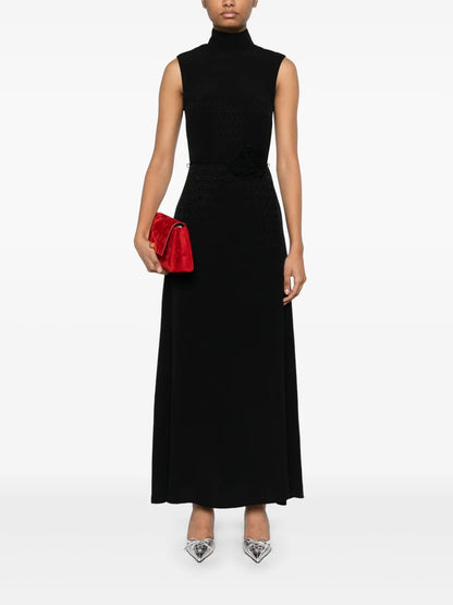 Floral-Appliqué Maxi Dress