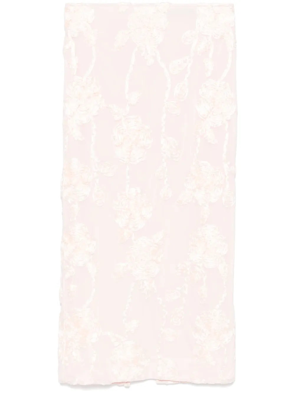 Floral-Mesh Pencil Skirt