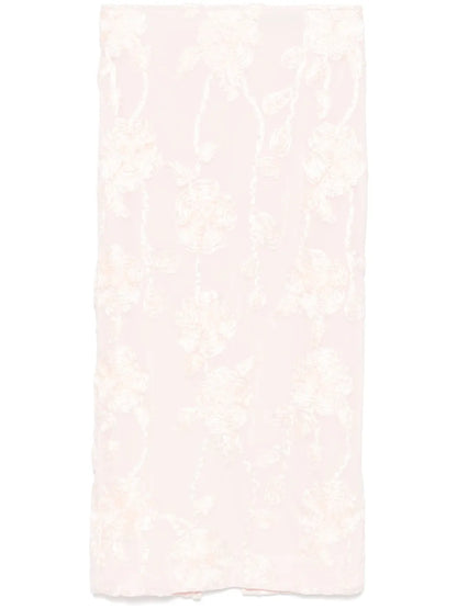Floral-Mesh Pencil Skirt