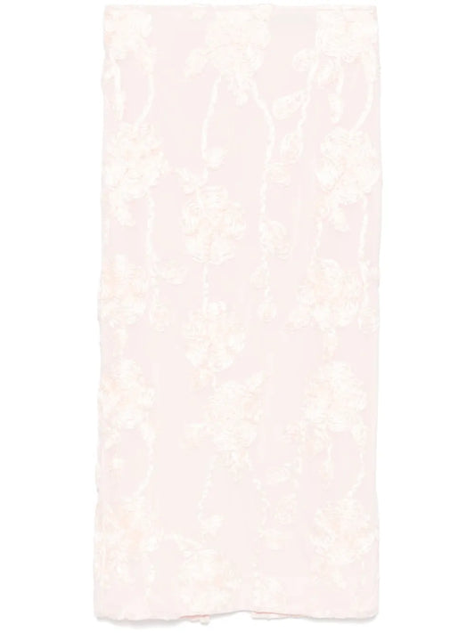 Floral-Mesh Pencil Skirt